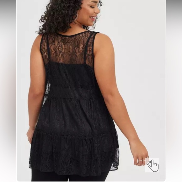Torrid Babydoll Lace Tiered Tunic Tank Size 12 (plus size 0) - Picture 4 of 8